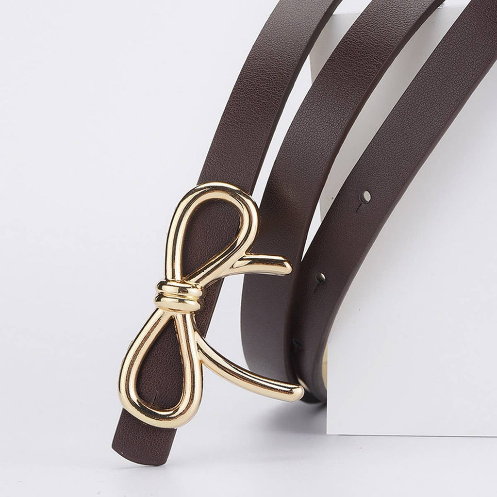 Bow PU Leather Skinny Belt | Elegant Waist Cincher