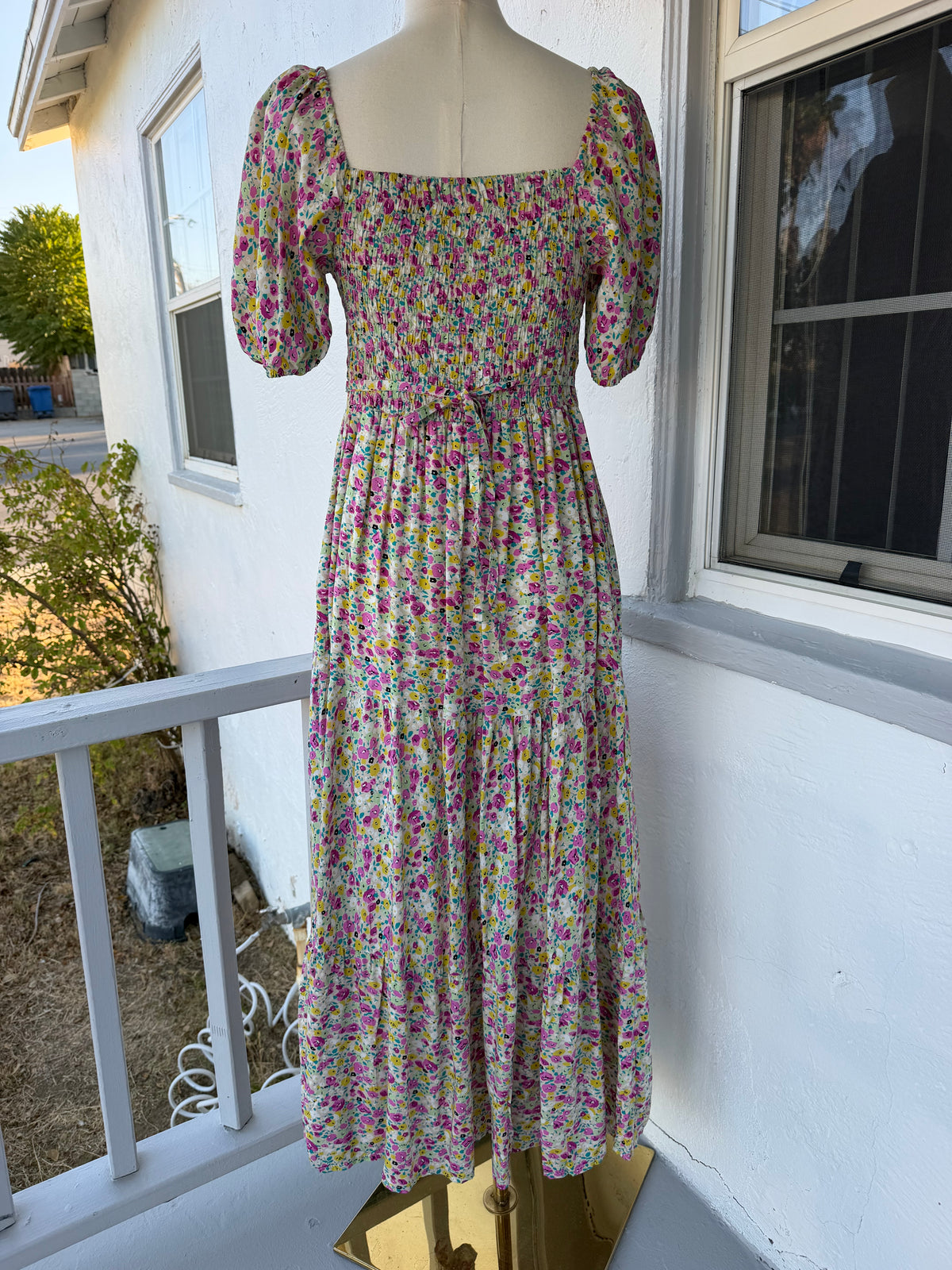 Multicolor Floral Maxi Dress – Smocked Back, Puff Sleeves, Lined | Lindasboutique