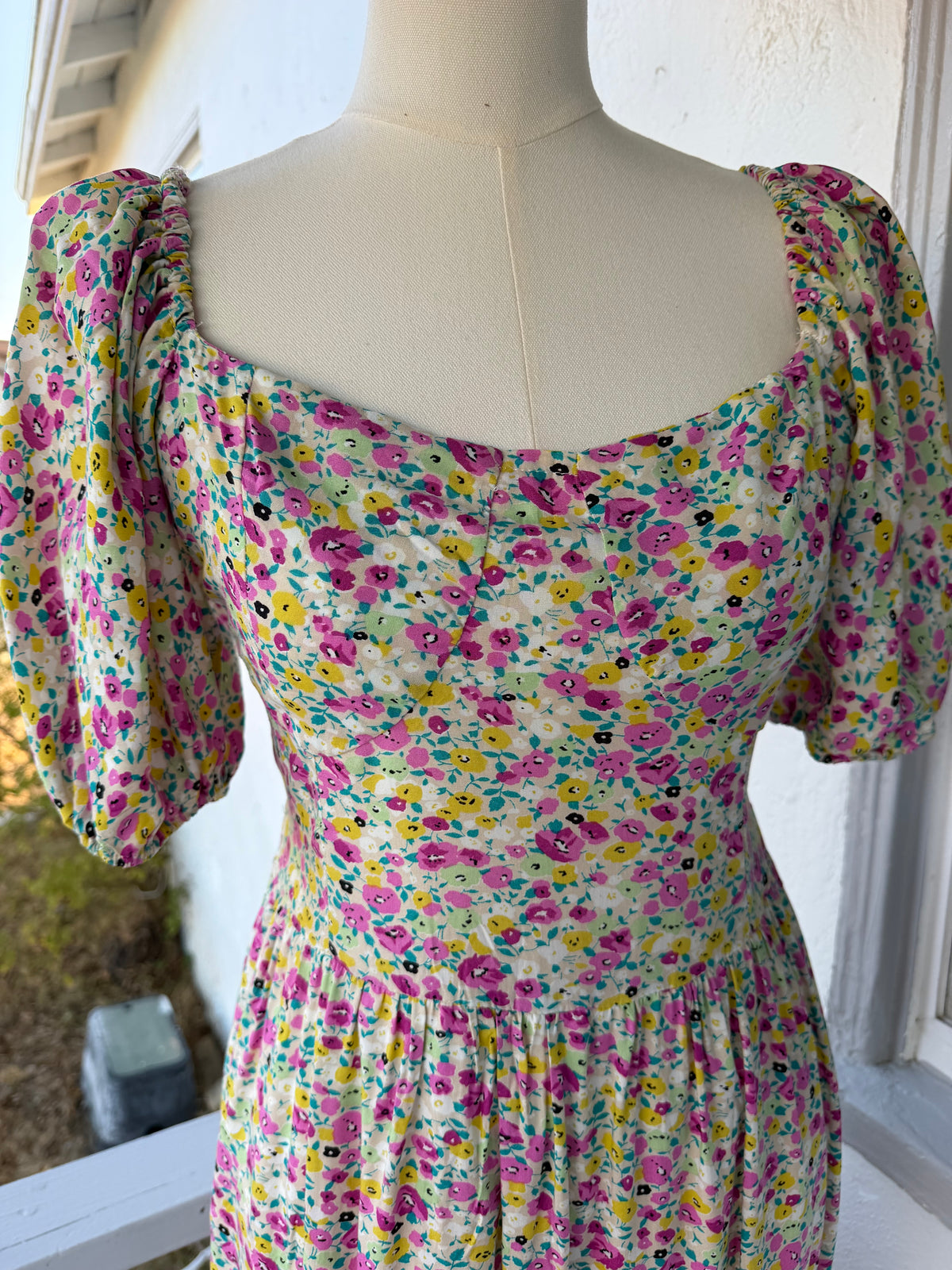 Multicolor Floral Maxi Dress – Smocked Back, Puff Sleeves, Lined | Lindasboutique
