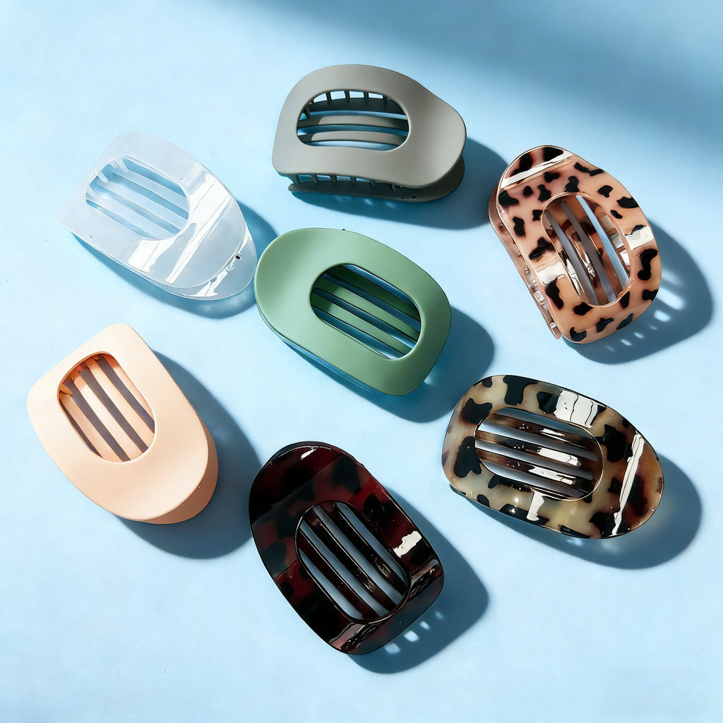 Oval Flat Hair Clip for Women, Strong Grip