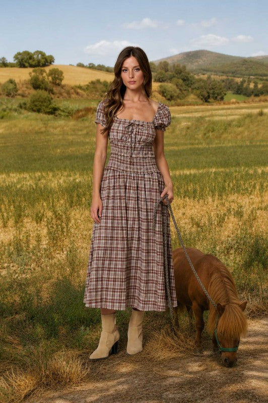 Darling Dress Burgundy en Khaki