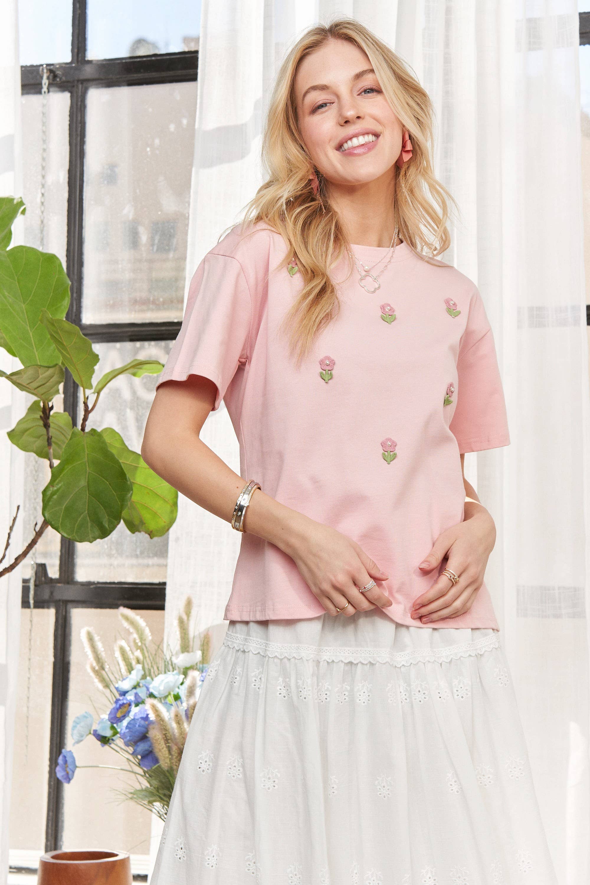 PEARL FLOWER PATCH TOP