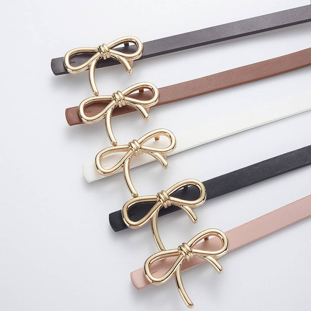 Bow PU Leather Skinny Belt | Elegant Waist Cincher