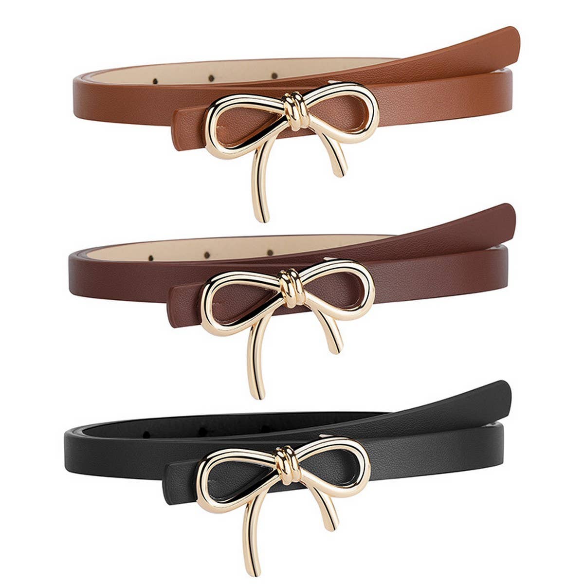 Bow PU Leather Skinny Belt | Elegant Waist Cincher