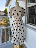 Cream Polka Dot Midi Dress with Pockets – Smocked Waist, Fully Lined | Lindasboutique
