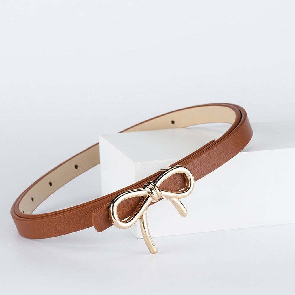 Bow PU Leather Skinny Belt | Elegant Waist Cincher