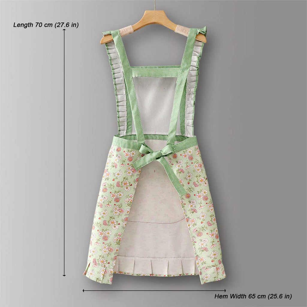 Cute Floral Canvas Apron for Women with Straps