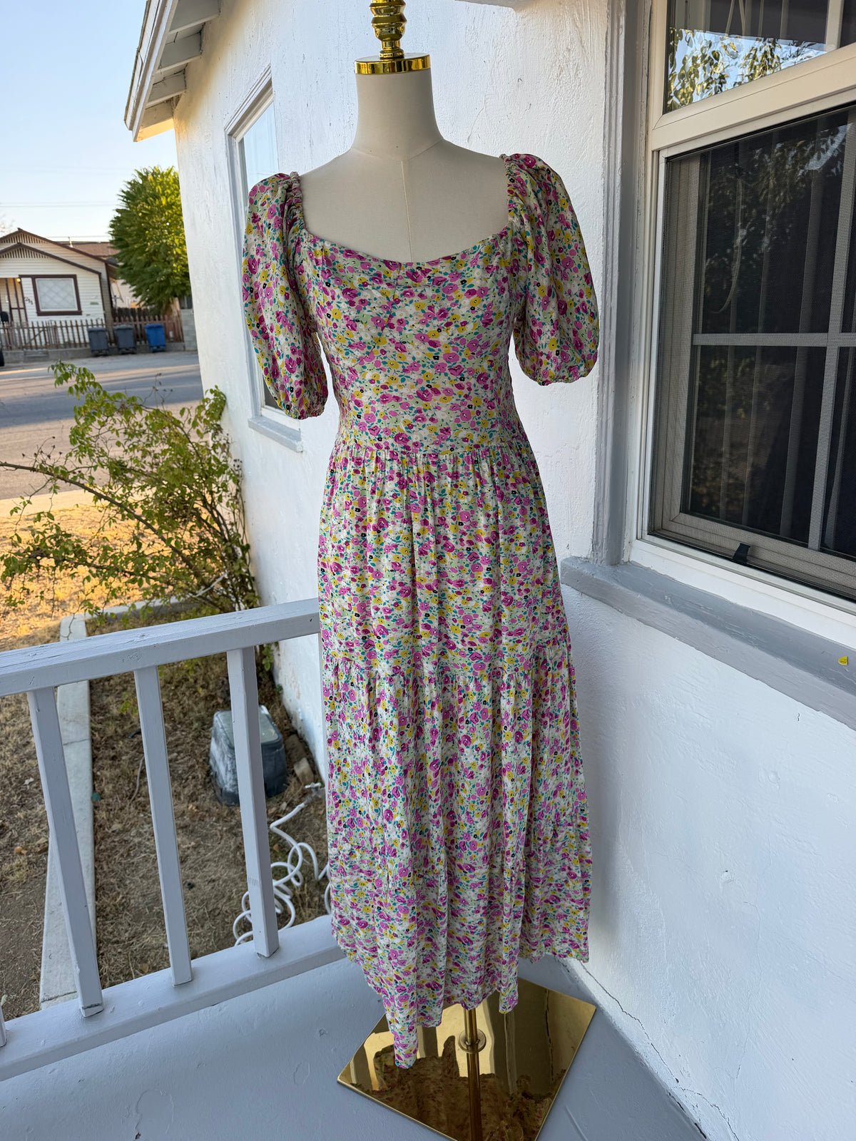Multicolor Floral Maxi Dress – Smocked Back, Puff Sleeves, Lined | Lindasboutique