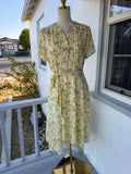 Yellow Floral Midi Dress – Button Front, Tie Waist, Fully Lined | Lindasboutique