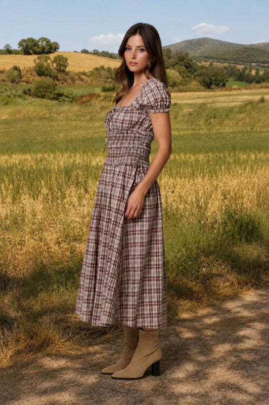 Darling Dress Burgundy en Khaki