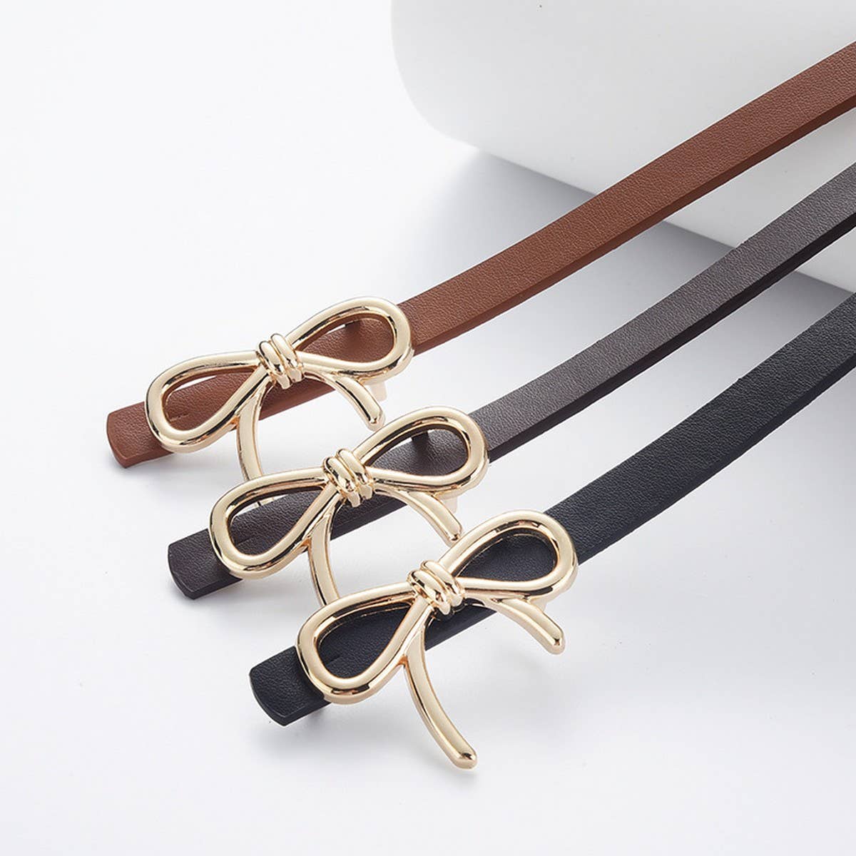 Bow PU Leather Skinny Belt | Elegant Waist Cincher