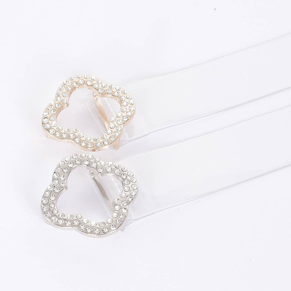 Rhinestone Metal Buckle Clear Belt